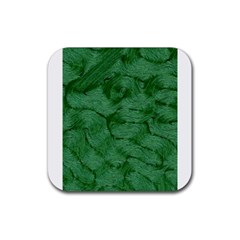 Woven Skin Green Rubber Coaster (square)  by InsanityExpressed