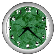 Woven Skin Green Wall Clocks (silver) 