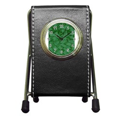 Woven Skin Green Pen Holder Desk Clocks