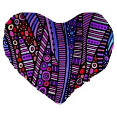 Stained Glass Tribal Pattern Large 19  Premium Heart Shape Cushions