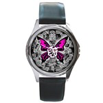 Skull Butterfly Round Metal Watches Front