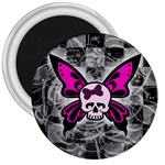 Skull Butterfly 3  Magnets Front