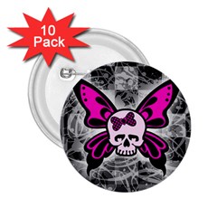 Skull Butterfly 2 25  Buttons (10 Pack) 