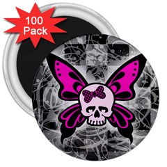 Skull Butterfly 3  Magnets (100 Pack)