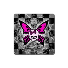 Skull Butterfly Square Magnet