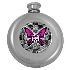 Skull Butterfly Round Hip Flask (5 Oz)