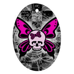 Skull Butterfly Oval Ornament (two Sides)