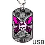 Skull Butterfly Dog Tag USB Flash (Two Sides)  Front