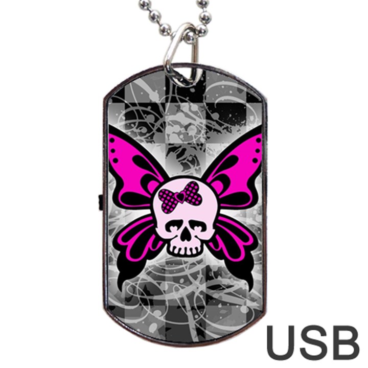 Skull Butterfly Dog Tag USB Flash (Two Sides) 