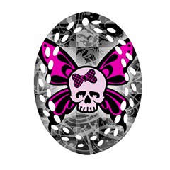 Skull Butterfly Oval Filigree Ornament (2-side) 