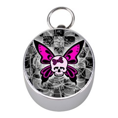 Skull Butterfly Mini Silver Compasses