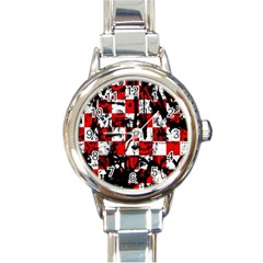 Emo Checker Graffiti Round Italian Charm Watches