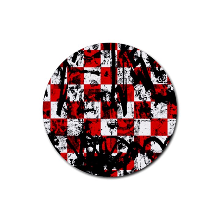 Emo Checker Graffiti Rubber Coaster (Round) 