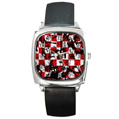 Emo Checker Graffiti Square Metal Watches by ArtistRoseanneJones