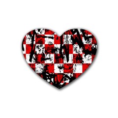 Emo Checker Graffiti Rubber Coaster (heart)  by ArtistRoseanneJones