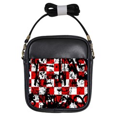 Emo Checker Graffiti Girls Sling Bags