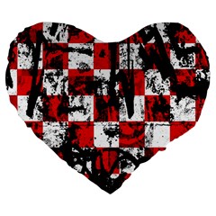 Emo Checker Graffiti Large 19  Premium Flano Heart Shape Cushions by ArtistRoseanneJones