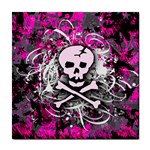 Pink Skull Splatter Tile Coasters Front