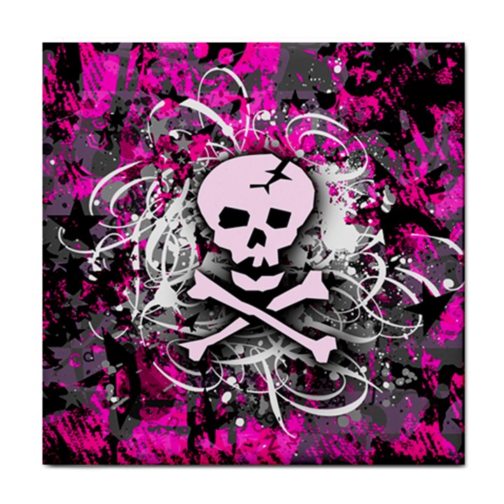 Pink Skull Splatter Tile Coasters