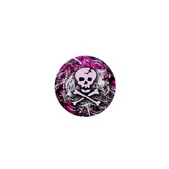 Pink Skull Splatter 1  Mini Buttons