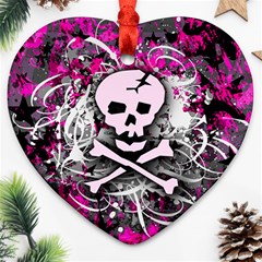 Pink Skull Splatter Ornament (heart) 