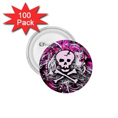 Pink Skull Splatter 1 75  Buttons (100 Pack) 