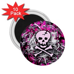 Pink Skull Splatter 2 25  Magnets (10 Pack)  by ArtistRoseanneJones