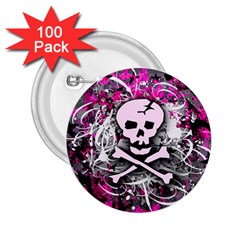 Pink Skull Splatter 2 25  Buttons (100 Pack)  by ArtistRoseanneJones