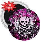 Pink Skull Splatter 3  Magnets (100 pack) Front