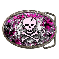 Pink Skull Splatter Belt Buckles