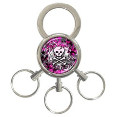 Pink Skull Splatter 3-ring Key Chains