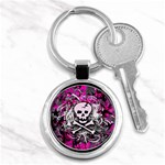 Pink Skull Splatter Key Chains (Round)  Front