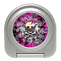 Pink Skull Splatter Travel Alarm Clocks