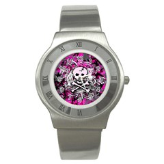 Pink Skull Splatter Stainless Steel Watches