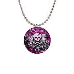 Pink Skull Splatter Button Necklaces