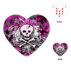 Pink Skull Splatter Playing Cards (heart) 