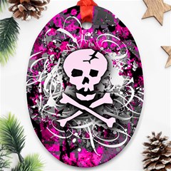 Pink Skull Splatter Oval Ornament (two Sides)