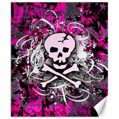 Pink Skull Splatter Canvas 20  X 24   by ArtistRoseanneJones