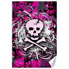 Pink Skull Splatter Canvas 24  X 36 