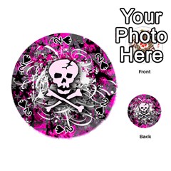 Pink Skull Splatter Playing Cards 54 (round) 