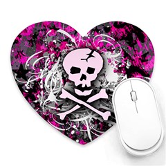 Pink Skull Splatter Heart Mousepads