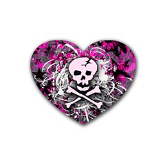 Pink Skull Splatter Heart Coaster (4 Pack) 