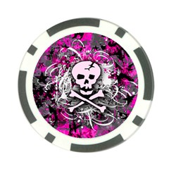 Pink Skull Splatter Poker Chip Card Guards by ArtistRoseanneJones