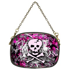 Pink Skull Splatter Chain Purses (two Sides) 