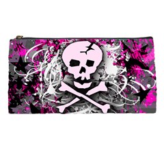 Pink Skull Splatter Pencil Cases