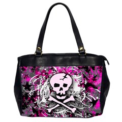 Pink Skull Splatter Office Handbags (2 Sides) 