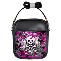 Pink Skull Splatter Girls Sling Bags