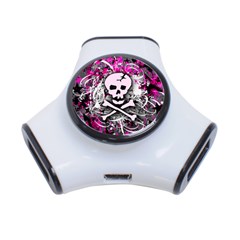 Pink Skull Splatter 3-port Usb Hub by ArtistRoseanneJones