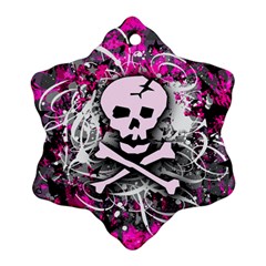 Pink Skull Splatter Snowflake Ornament (2-side)