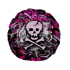 Pink Skull Splatter Standard 15  Premium Round Cushions